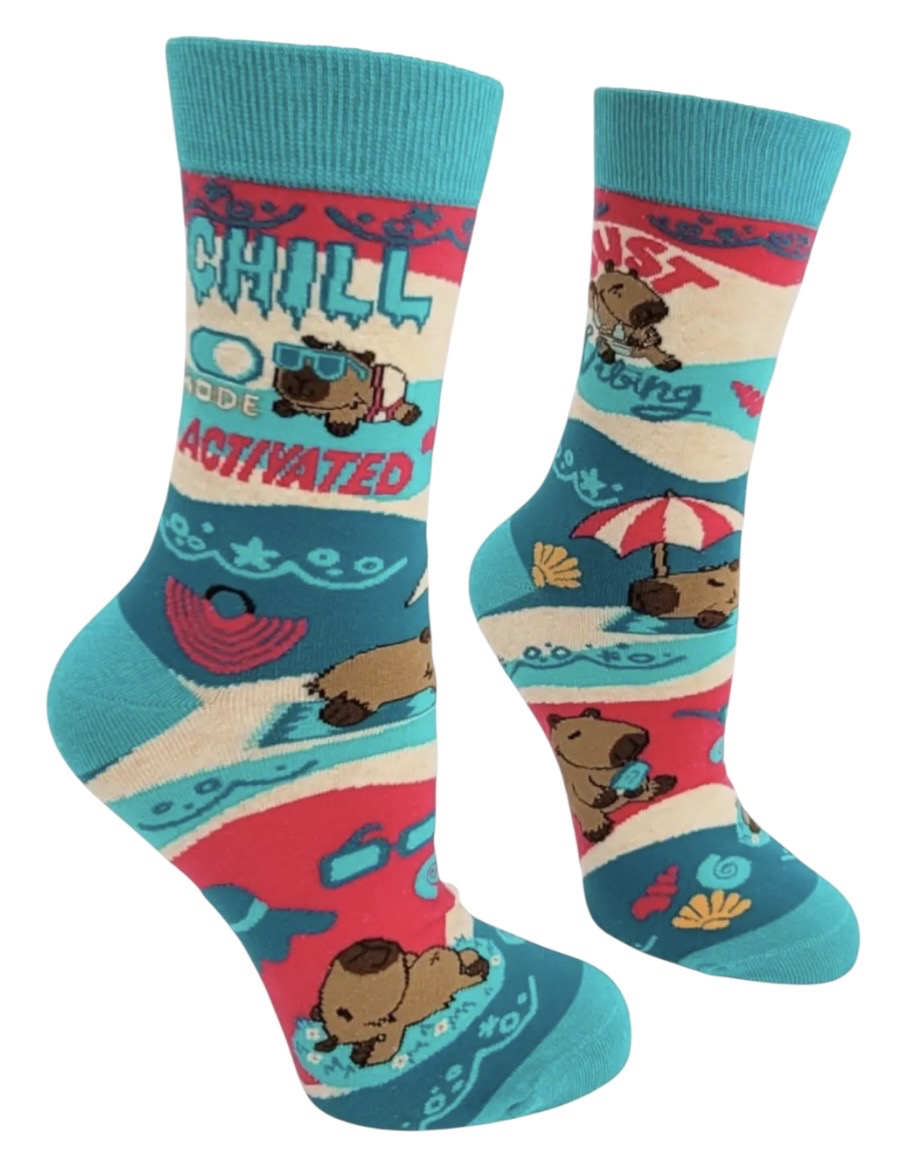 CHILL MODE ACTIVATED Ladies Capybara Socks FABDAZ Brand