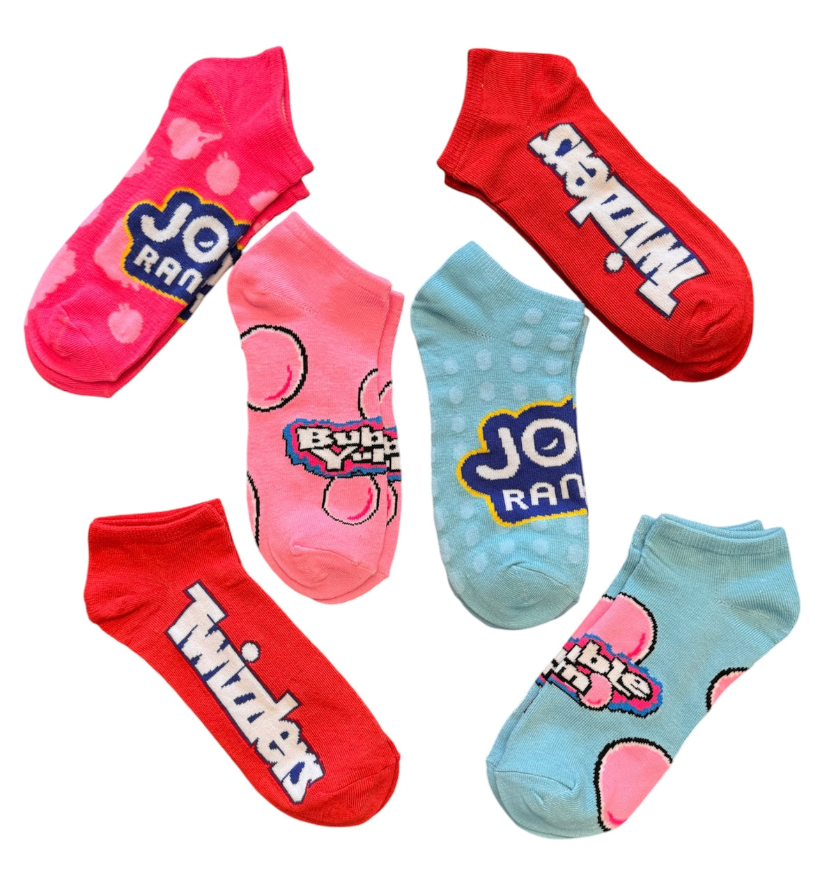 JOLLY RANCHERS Candy Ladies 6 Pair Of Low Show Socks TWIZZLERS, BUBBLE YUM GUM