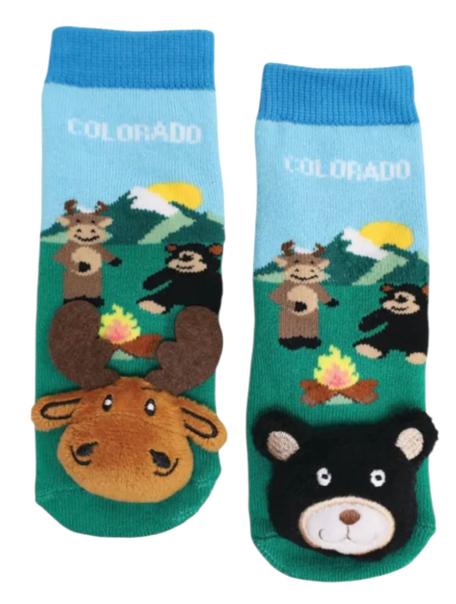 MESSY MOOSE Brand Unisex Baby MOOSE & BEAR Gripper Bottom Socks - Novelty Socks And Slippers