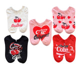 CHERRY COCA-COLA Ladies Valentines Day 5 Pair Of No Show Socks ‘Outrageous’ - Novelty Socks And Slippers