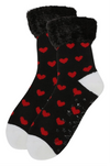 Memoi Brand Ladies Valentines Day Slipper Socks Red Hearts All Over - Novelty Socks And Slippers