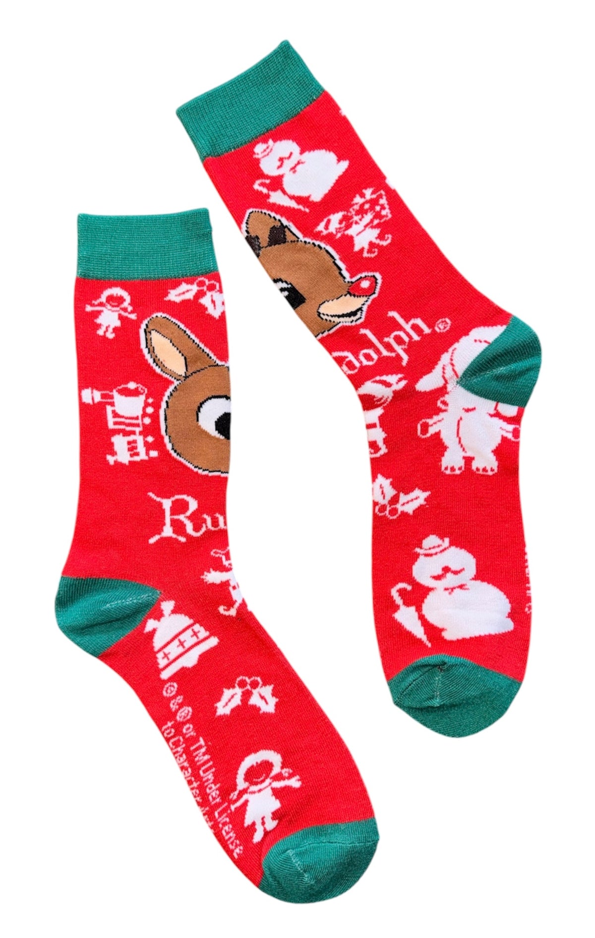 RUDOLPH THE RED-NOSED REINDEER MEN’S SOCKS (Choose Color) Bioworld Brand