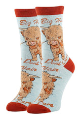 OOOH YEAH Brand Ladies BULL Socks ‘BIG HAIR DON’T CARE’ - Novelty Socks And Slippers