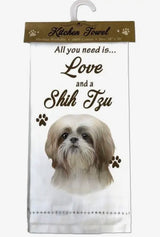 ALL YOU NEED IS LOVE & A DOG Kitchen Tea Towel By E&S Pets (Choose Breed)