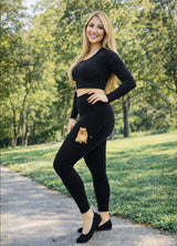 POMERANIAN Dog Ladies High Rise Leggings With Pockets URBAN ATHLETICS Brand By E&S Pets