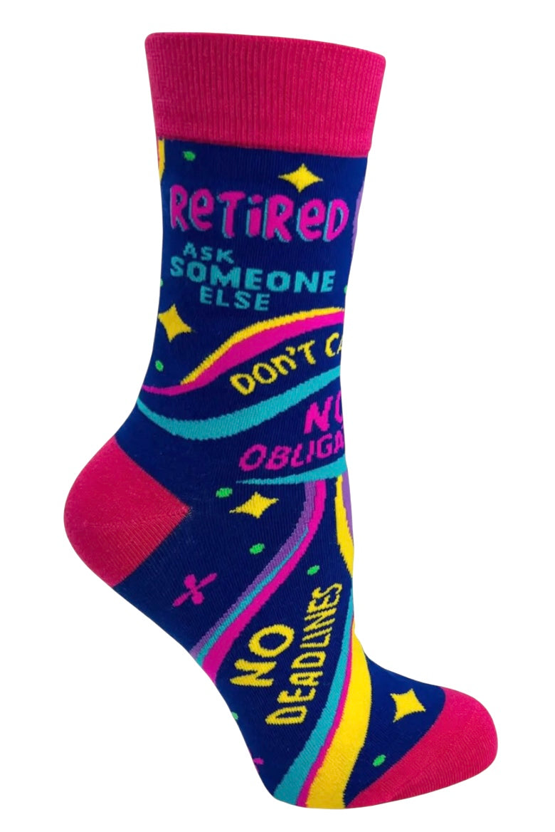 FABDAZ Brand Ladies RETIRED Socks ‘Ask Someone Else’ ‘No Obligations’ - Novelty Socks And Slippers