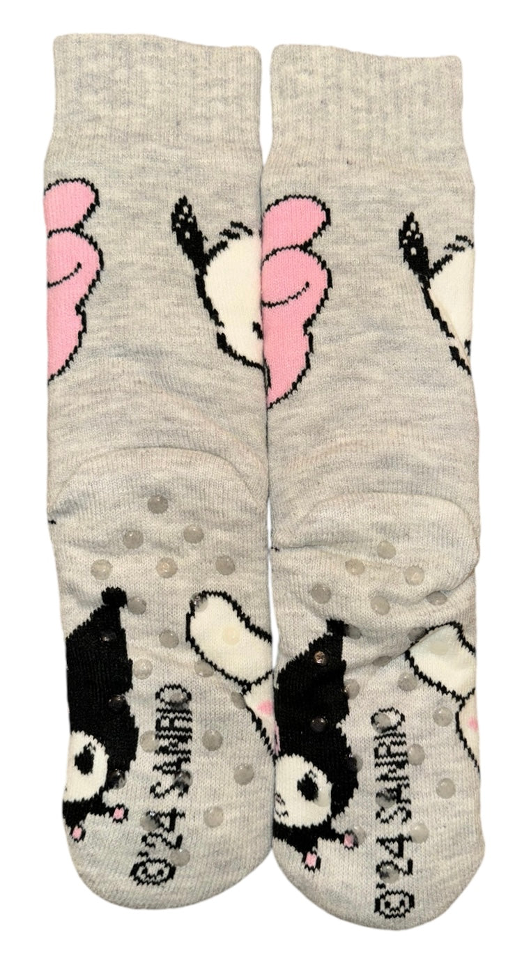 SANRIO HELLO KITTY Ladies Gripper Bottom Cozy Warmer Slipper Socks KUROMI, MY MELODY - Novelty Socks And Slippers