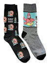 SPONGEBOB SQUAREPANTS Men’s 2 Pair Of Socks Gary ‘DONUT WORRY’ Patrick ‘BE WEIRD’