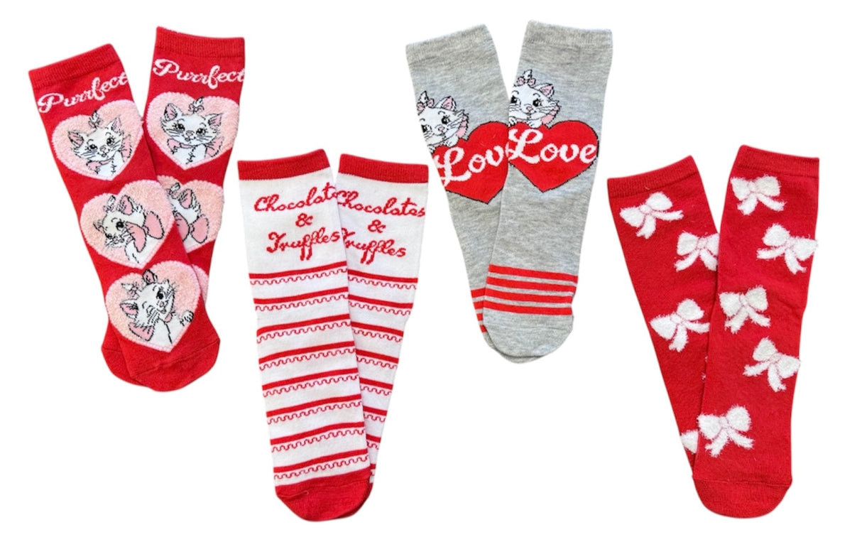 DISNEY THE ARISTOCATS Ladies VALENTINES DAY 4 Pair Of Socks ‘PUURFECT’ - Novelty Socks And Slippers