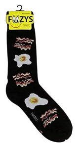 FOOZYS Brand Men’s BACON & EGGS Socks - Novelty Socks And Slippers