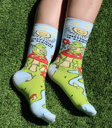 GROOVY THINGS Brand Ladies FROG PLAYING GUITAR Socks ‘EVERYTHING IS ALRIGHT’ - Novelty Socks And Slippers