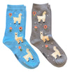 LLAMAS & FLOWERS Ladies 2 Pair Of Socks FOOZYS Brand - Novelty Socks And Slippers