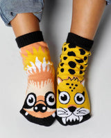 SLOTH & CHEETAH Toddler Unisex Mismatched Gripper Bottom Socks PALS SOCKS Brand - Novelty Socks And Slippers