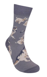 GRAY WOLF Adult Unisex Socks FUNATIC Brand Wolves All Over - Novelty Socks And Slippers