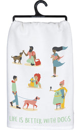 PRIMITIVES BY KATHY Kitchen Tea Towel ‘LIFE IS BETTER WITH DOGS’ - Novelty Socks And Slippers