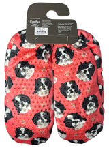 BLACK & WHITE SHIH TZU Dog Ladies Non-Slip Slippers COMFIES BRAND By E&S Pets - Novelty Socks And Slippers