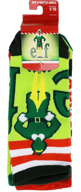 ELF THE MOVIE LADIES 5 Pair Of CHRISTMAS NO SHOW SOCKS SON OF A NUTCRACKER Bioworld Brand - Novelty Socks And Slippers
