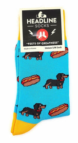 DACHSHUNDS & WIENERS ADULT UNISEX SOCKS (HOT DOGS) HEADLINE BRAND SOCKS SIZE S/M - Novelty Socks And Slippers