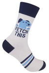 FUNATIC Brand Unisex SASSY DOG With MIDDLE FINGERS Socks ‘FETCH THIS’ - Novelty Socks And Slippers