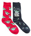 DISNEY STAR WARS MEN’S BABY YODA CHRISTMAS 2 PAIR OF SOCKS ‘ALL I WANT FOR CHRISTMAS’ - Novelty Socks And Slippers