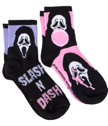 SCREAM The Movie Ladies GHOSTFACE 2 Pair Of Halloween Socks ‘SLASH N DASH’