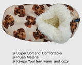 COMFIES BRAND Ladies DACHSHUND Dog (RED) Non-Skid Slippers - Novelty Socks And Slippers