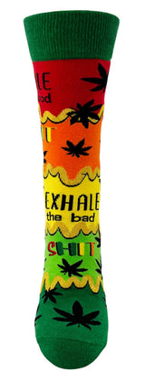 FABDAZ BRAND LADIES MARIJUANA SOCKS ‘INHALE THE GOOD SHIT EXHALE THE BAD SHIT’ - Novelty Socks for Less
