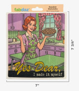 CRAZY RETRO WIFE Set Of 3 Sassy Swedish Dishcloths ‘Yes Dear, I Made It Myself’ With Middle Finger