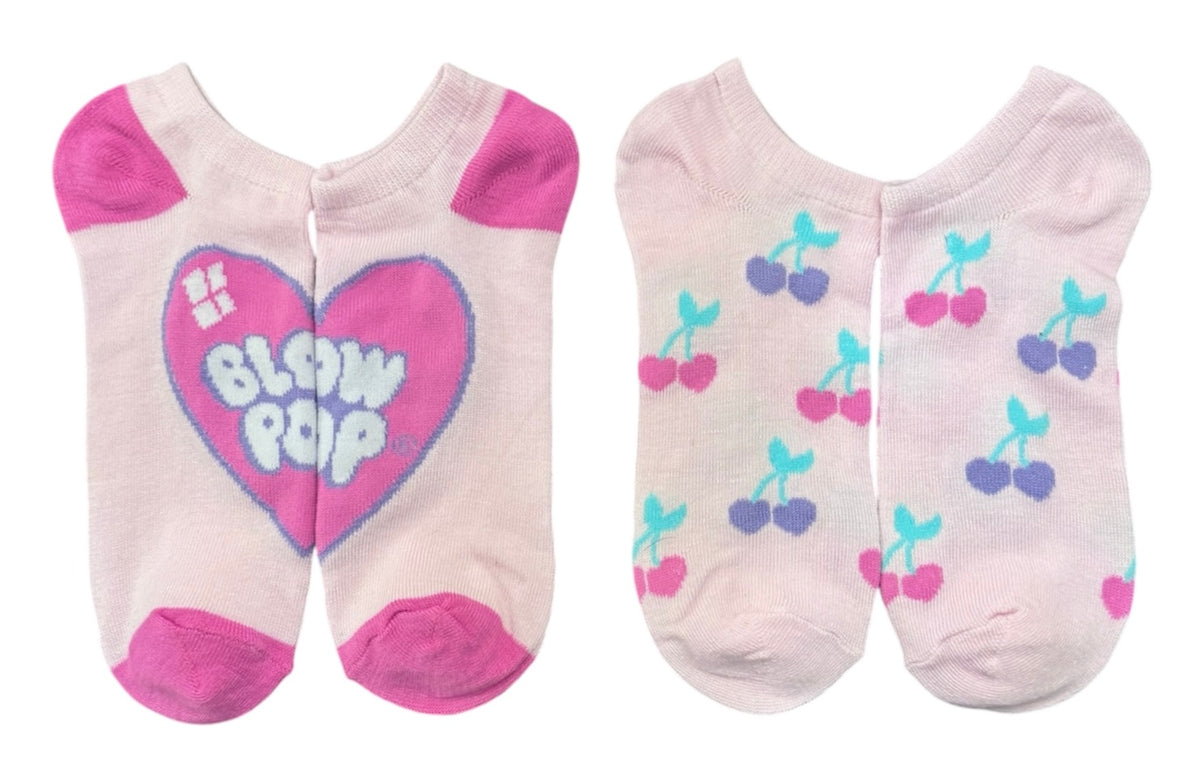 CHARMS BLOW POP Ladies 2 Pair Of VALENTINES DAY No Show Socks - Novelty Socks And Slippers