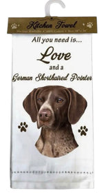ALL YOU NEED IS LOVE & A DOG Kitchen Tea Towel By E&S Pets (Choose Breed)