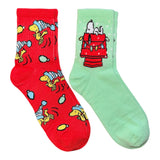 PEANUTS Ladies CHRISTMAS 2 Pair Of SNOOPY & WOODSTOCK Socks