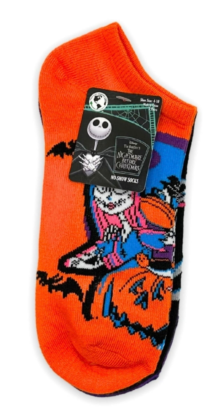 DISNEY NIGHTMARE BEFORE CHRISTMAS Ladies 3 Pair Of No Show Halloween Socks Jack, Sally & Zero - Novelty Socks And Slippers