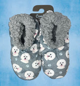 BICHON FRISE Dog Ladies Non-Skid Slippers Comfies Brand By E&S Pets - Novelty Socks And Slippers