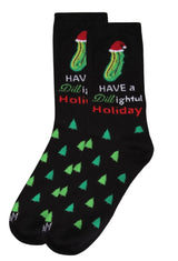 HAVE A DILL-IGHTFUL HOLIDAY Ladies Christmas Pickle Socks MeMoi Brand - Novelty Socks And Slippers