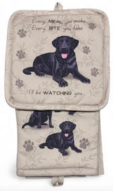 DOG & CAT 3 Piece Oven Mitt & Tea Towel Set By E&S Pets (CHOOSE BREED) - Novelty Socks And Slippers