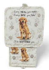 DOG & CAT 3 Piece Oven Mitt & Tea Towel Set By E&S Pets (CHOOSE BREED) - Novelty Socks And Slippers
