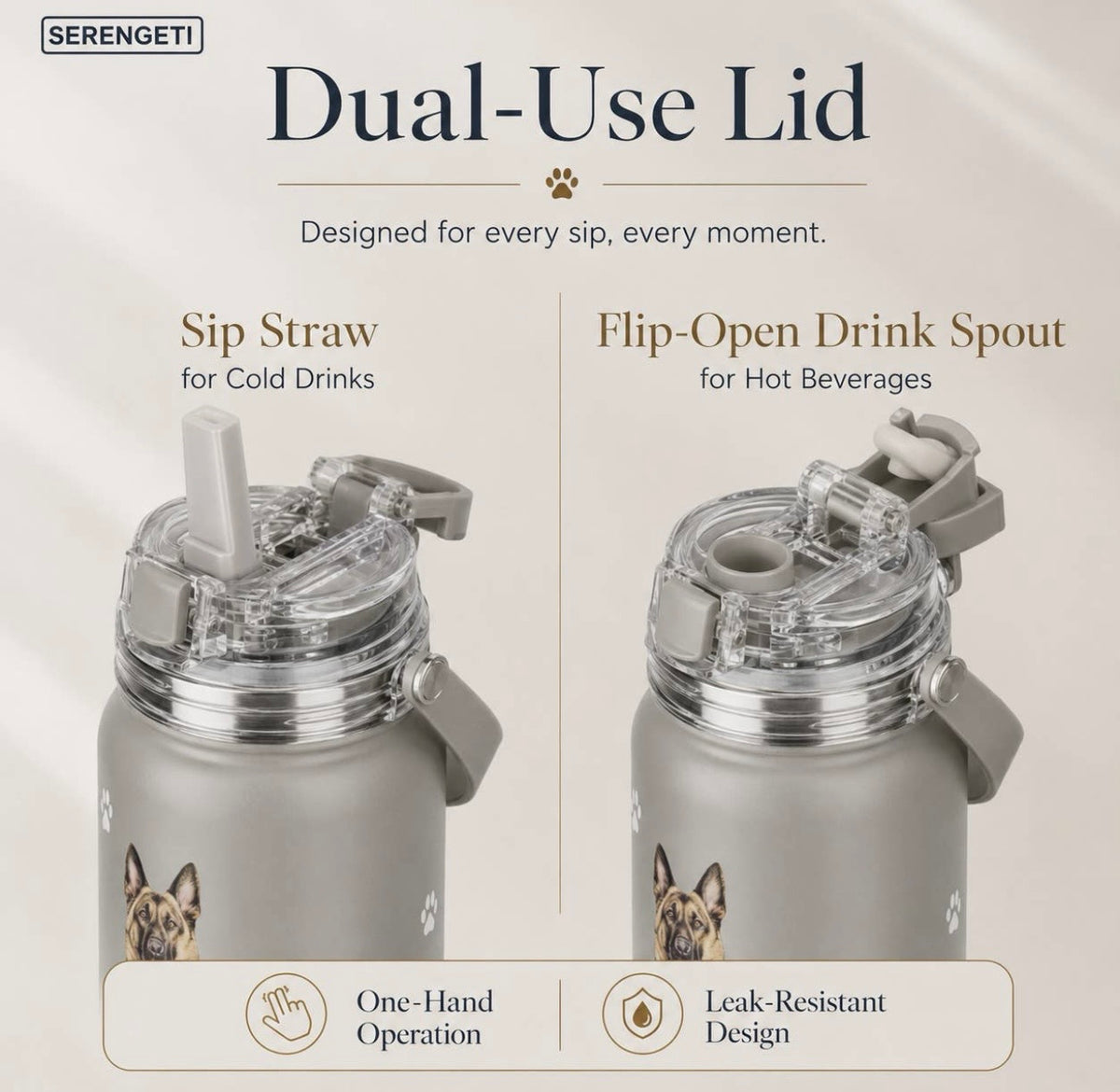 Dog & Cat Stainless Steel 24 Oz. Water Bottle By E&S Pets (Choose Breed)