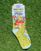 GROOVY THINGS Brand Ladies FROG PLAYING GUITAR Socks ‘EVERYTHING IS ALRIGHT’ - Novelty Socks And Slippers