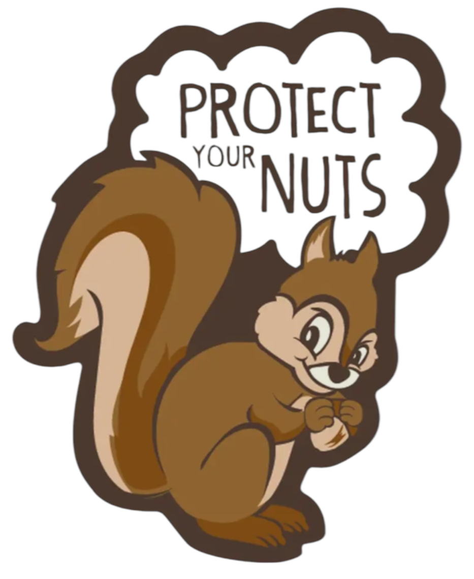 FUNATIC Brand SQUIRREL Vinyl Sticker PROTECT YOUR NUTS - Novelty Socks And Slippers