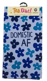 FUNATIC Brand DOMESTIC AF Kitchen Tea Towel - Novelty Socks And Slippers