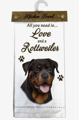 ALL YOU NEED IS LOVE & A DOG Kitchen Tea Towel By E&S Pets (Choose Breed)