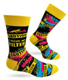 FABDAZ Brand Men’s CAUTION I HAVE NO FILTER Socks With Caution Tape - Novelty Socks And Slippers