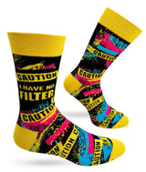 FABDAZ Brand Men’s CAUTION I HAVE NO FILTER Socks With Caution Tape - Novelty Socks And Slippers