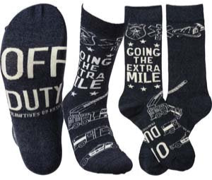 PRIMITIVES BY KATHY Unisex 'GOING THE EXTRA MILE' Socks EMT, FIREFIGHTER, POLICE - Novelty Socks And Slippers