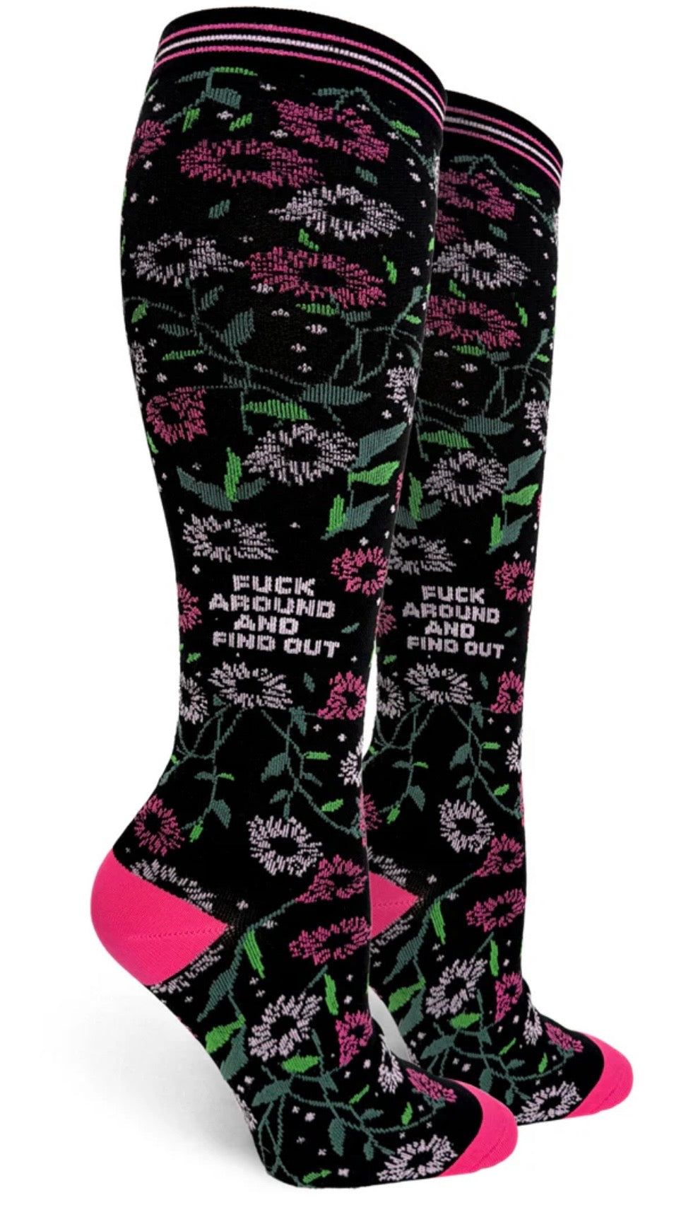 FUCK AROUND & FIND OUT Ladies 15-20 mmHg Compression Socks GROOVY THINGS Brand - Novelty Socks And Slippers