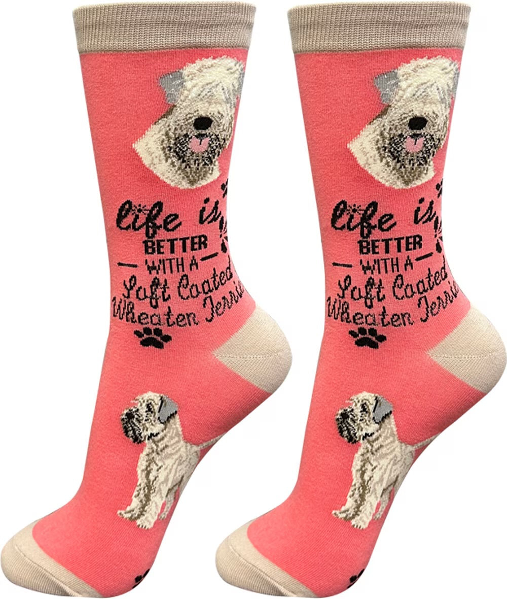 SOFT COATED WHEATEN TERRIER DOG Adult Unisex Socks By E&S Pets CHOOSE SOCK DADDY, LIFE IS BETTER