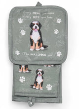 DOG & CAT 3 Piece Oven Mitt & Tea Towel Set By E&S Pets (CHOOSE BREED) - Novelty Socks And Slippers