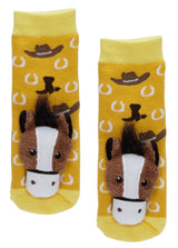 MESSY MOOSE Brand Unisex Baby BROWN HORSE Gripper Bottom Socks - Novelty Socks And Slippers