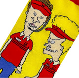 BEAVIS & BUTT-HEAD MEN’S BURGER WORLD EMPLOYEES SOCKS ODD SOX BRAND - Novelty Socks for Less