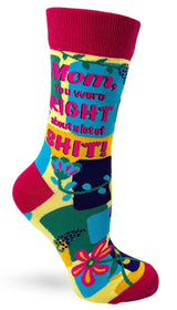 FABDAZ BRAND LADIES ‘MOM YOU WERE RIGHT ABOUT A LOT OF SHIT’ SOCKS - Novelty Socks And Slippers